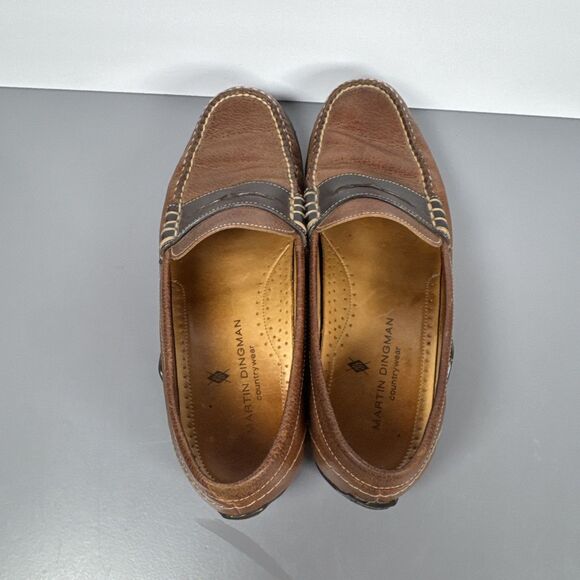 MARTIN DINGMAN Countrywear Leather Penny Loafers VIBRAM Brown 532215M Sz 10M - Picture 8 of 15